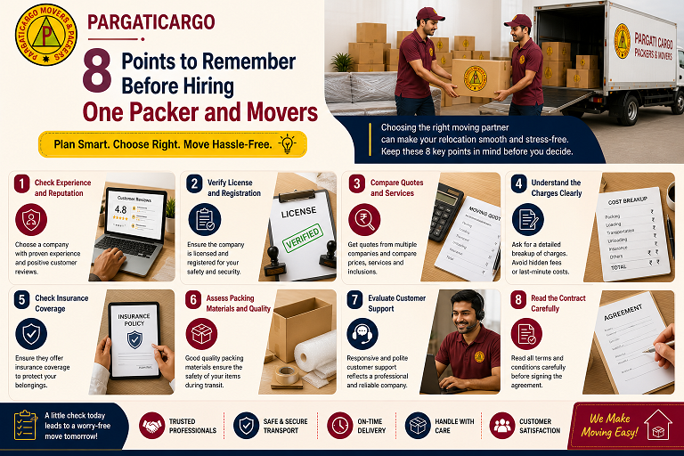 8 points to remember before hiring one packer and movers
